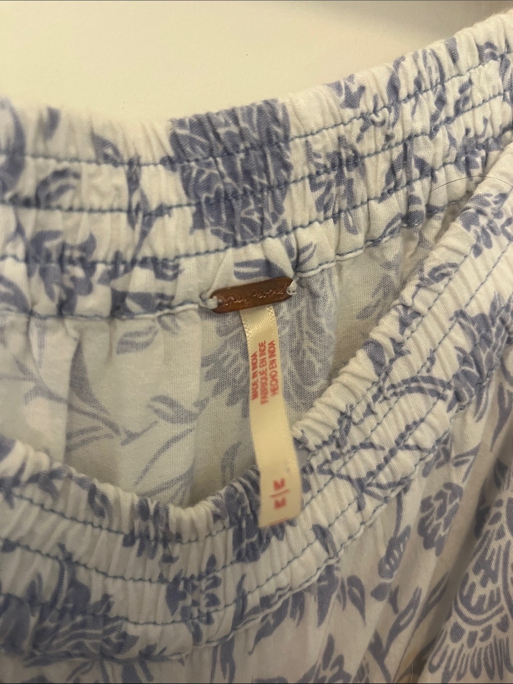 Free People White Maxi Skirt with Blue Floral Border - Picture 2 of 6